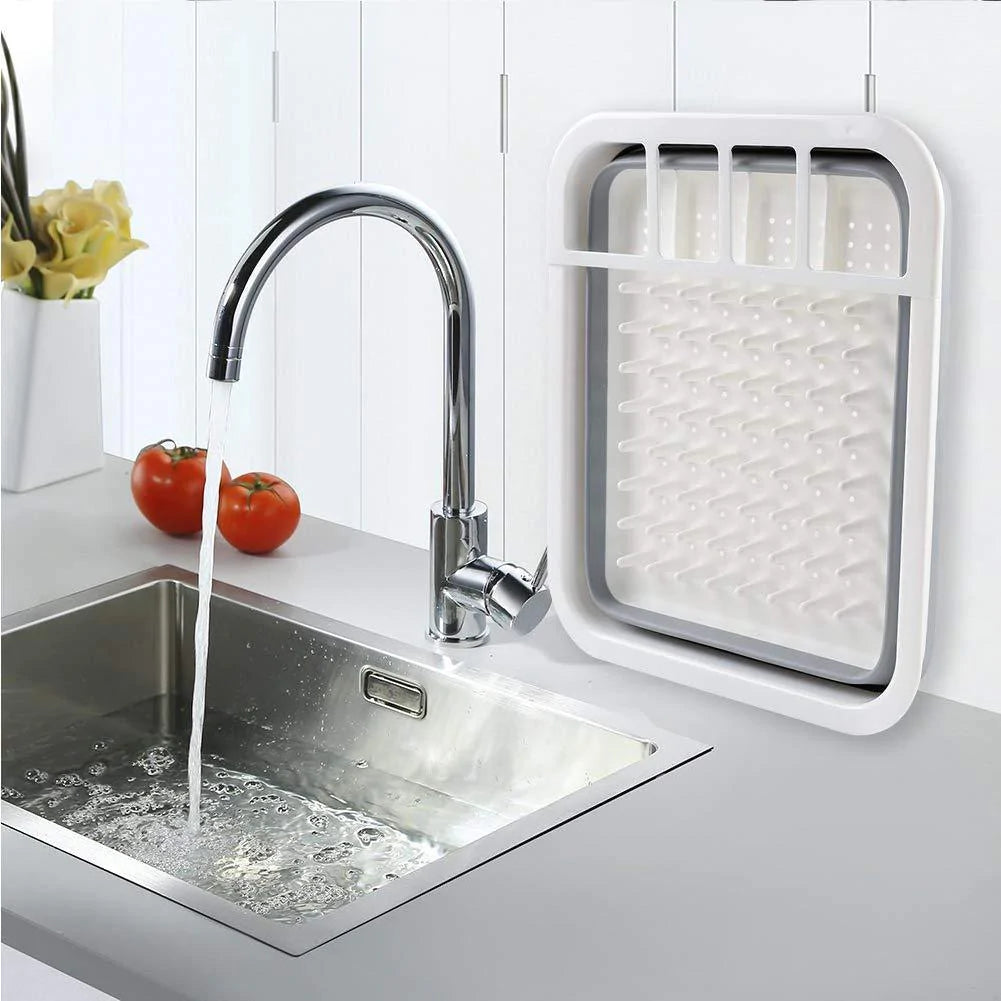0804A Collapsible Folding Silicone Dish Drying Drainer Rack with Spoon Fork Knife Storage Holder DeoDap 0804A Collapsible Folding Silicone Dish Drying Drainer Rack with Spoon Fork Knife Storage Holder DeoDap